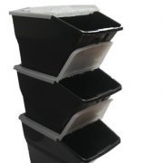 WTM BBCL- Three Pack of Stackable Bins with Hinged Lids