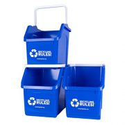 3 Pack of Bins - Blue Stackable Recycling Bin Container