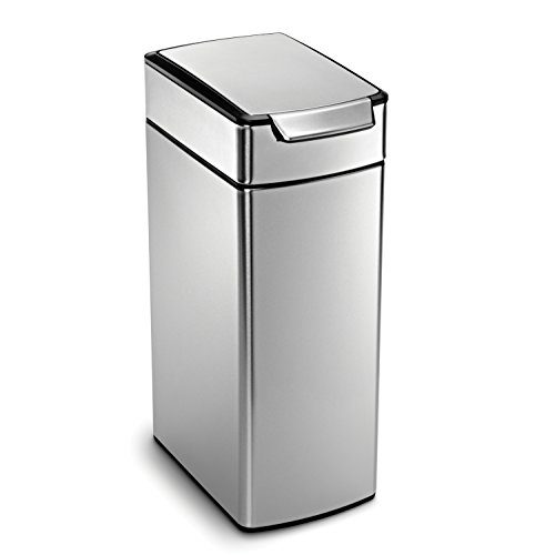 simplehuman 40 Liter / 10.6 Gallon Stainless Steel Slim Touch-Bar Kitchen Trash Can