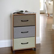 Household Essentials Wooden 3 Drawer Dresser | Storage Night Stand