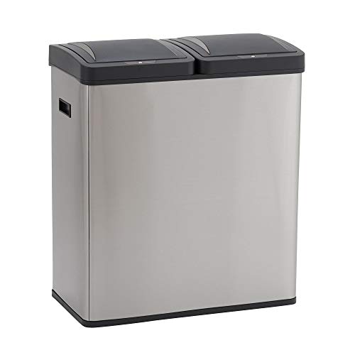 Design Trend Stainless Steel Dual Compartment Sensor Trash Can Recycler