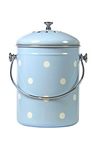 Kitchen Compost Bin Blue White Polka Dots By Mount Delectable