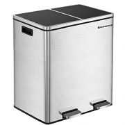 SONGMICS 16 Gallon Step Trash Can, Double Recycle Pedal Bin