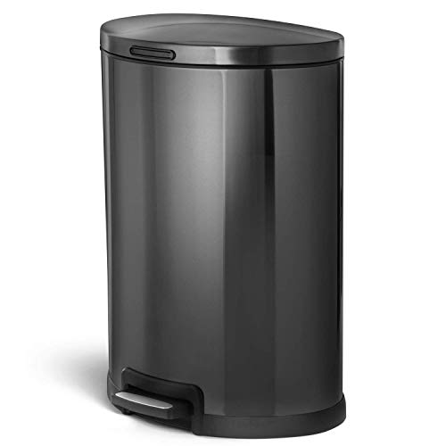 Home Zone Living 45 Liter / 12 Gallon Stainless Steel Trash Can
