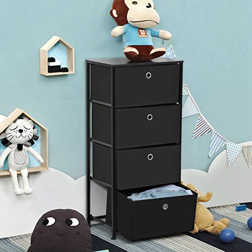 SONGMICS 4-Tier Dresser Drawer Unit, Cabinet with 4 Easy Pull Fabric Drawers