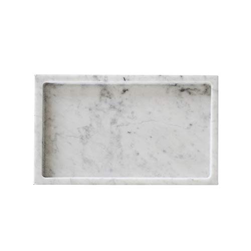 MEDA BLOOMS White Rectangular Marble Tabletop Tray