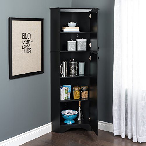 Prepac Corner Storage Cabinet Elite Tall 2-Door, Black
