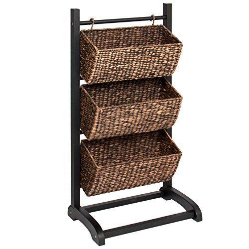 Best Choice Products 3-Tier Water Hyacinth Floor Rack Stand Organizer