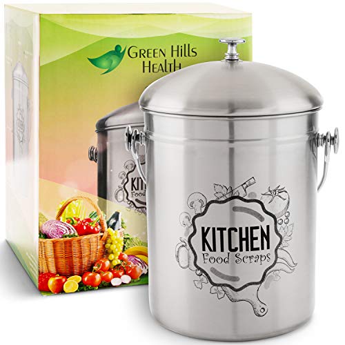 Kitchen Compost Bin Stainless Steel Odorless Countertop Compost Pail
