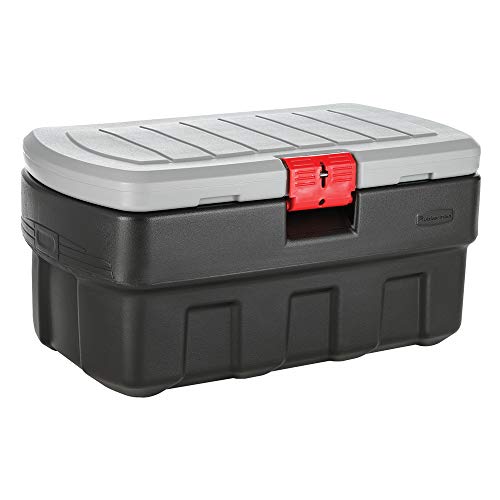 Rubbermaid ActionPacker Lockable Storage Box, 35 Gal, Grey and Black