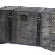 Distressed Black Large Wooden Storage Trunk Coffee Table