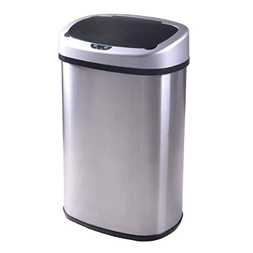 Trash Can, 13-Gallon Touch-Free Automatic Stainless-Steel Kitchen Trash
