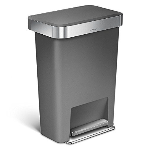 simplehuman Rectangular Step Liner Pocket Trash Can, 45 Liter