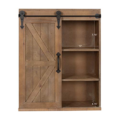 Kate and Laurel Cates Wood Wall Storage Cabinet with Sliding Barn Door