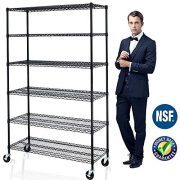 6 Tier Adjustable Wire Shelving Unit w/Casters