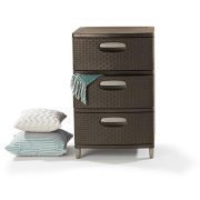 Sterilite 3 Weave Drawer Unit, Espresso with Driftwood Handles and Legs