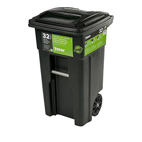32 Gal. Green Trash Sealed Stop Bar Journals Can with Wheels