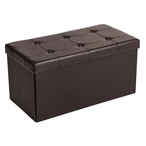 SONGMICS 30 Inches Faux Leather Folding Storage Ottoman Bench
