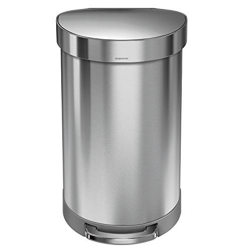 simplehuman 45 Liter / 12 Gallon Stainless Steel Semi-Round Kitchen Step Trash