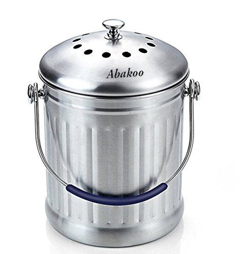 Abakoo Compost Bin 1.8 Gallon Stainless Steel Stainless Steel Kitchen Composter