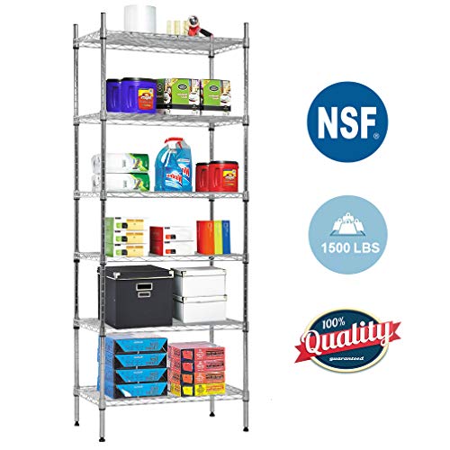 NSF Wire Shelf Organizer 6 Wire Shelving Unit Metal Storage Shelves