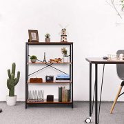3-Shelf Industrial Bookshelf, Wood and Metal Bookcase