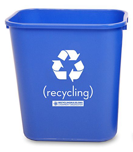 Pack of 6 - Deskside Recycling Bin Container in Blue Plastic