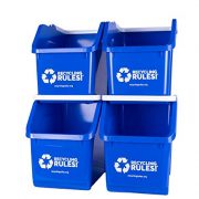 4 Pack of Bins - Blue Stackable Recycling Bin Container