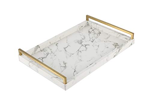 WV Decorative Tray Faux Leather PU Marble Finish
