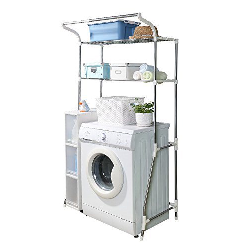 BAOYOUNI 2-Layer Over Washing Machine Storage Rack Utility Metal