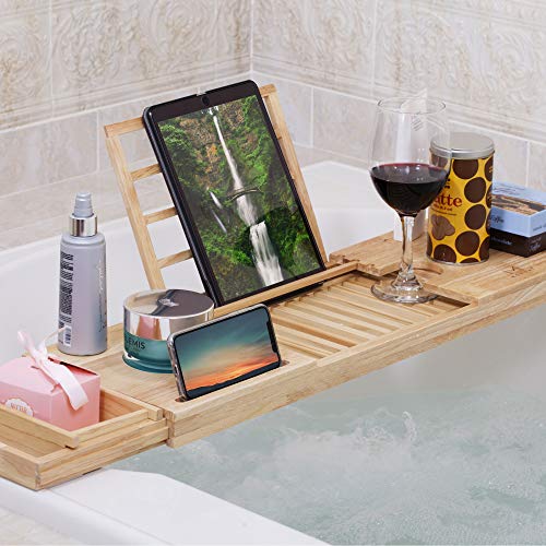 MOMONI Premium Luxury Wood Bathtub Caddy Tray