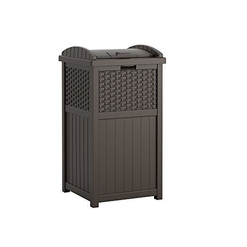 Suncast 33 Gallon Outdoor Trash Can for Patio - Resin Outdoor Trash