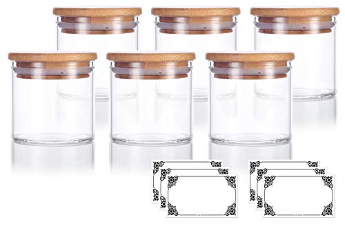 4 oz Premium Borosilicate Clear Glass Jars with Bamboo Silicone Sealed Lid