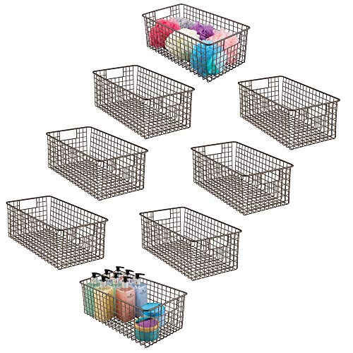 mDesign Farmhouse Decor Metal Wire Bathroom Organizer Storage Bin Basket