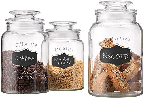 Home Essentials Quality Canister, Clear Glass, Chalkboard Jar