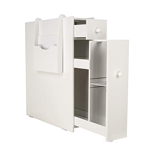 zixijiaju White Slim Bathroom Storage Cabinet Free Standing Toilet Paper