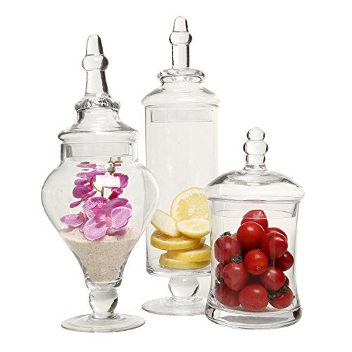 MyGift Designer Clear Glass Apothecary Jars (3 Piece Set)