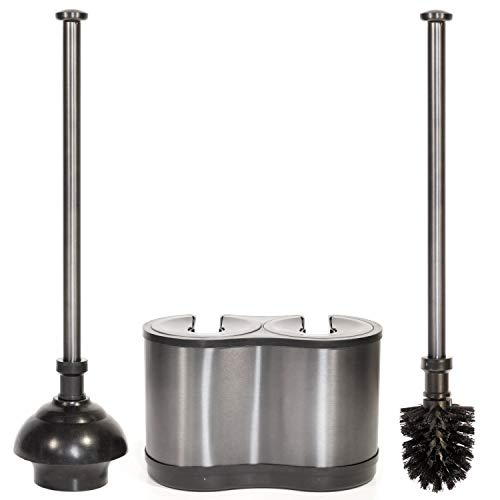 ToiletTree Products Modern Deluxe Freestanding Toilet Brush and Plunger Combo