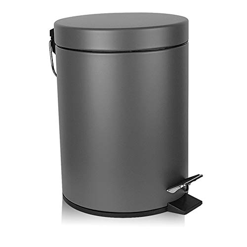 H+LUX Bathroom Trash Can, Round Mini Trash Can with Lid Soft Close