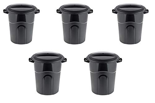 United Solutions Outdoor Trash Can, 20 Gallon, Black, Pack of 5