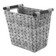 Whitmor Split Rattique Waste Basket with Wood Handles