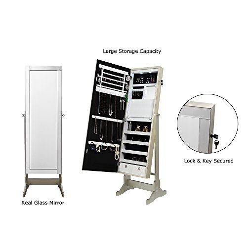 Inspired Home Radiant Full Length Jewelry Cheval Armoire Makeup Storage