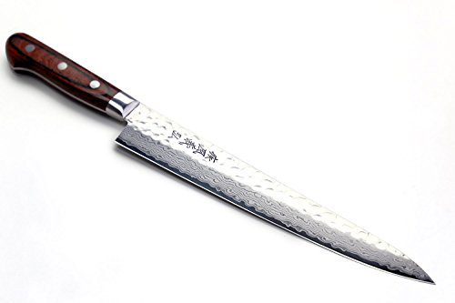 Yoshihiro Cutlery Hammered Damascus Sujihiki Chef Knife