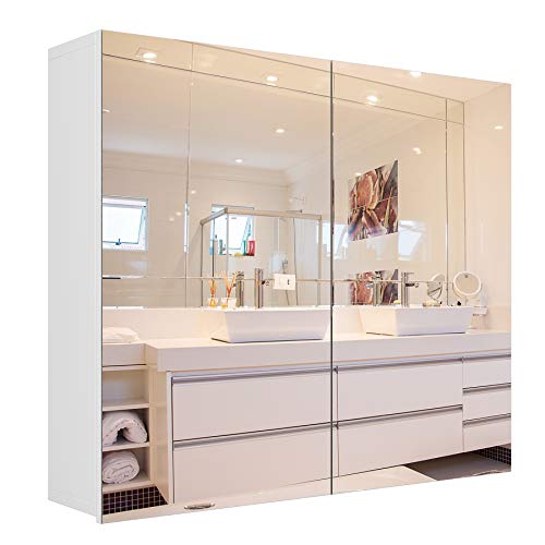 Homfa Bathroom Wall Mirror Cabinet, 27.6 X 23.6 Inch Multipurpose Storage