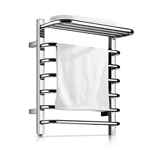 Homeleader Towel Warmer and Drying Rack, 9 Bars Plug-in Stainless Steel