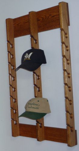 Stoughton's Woodsmith Solid Oak Triple Baseball Cap Rack