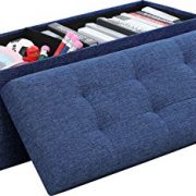 Ornavo Home Foldable Tufted Linen Large Storage Ottoman Bench Foot