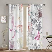 SONGDAYONE Extra Long Curtain Country Decor Privacy Protection Floral Design