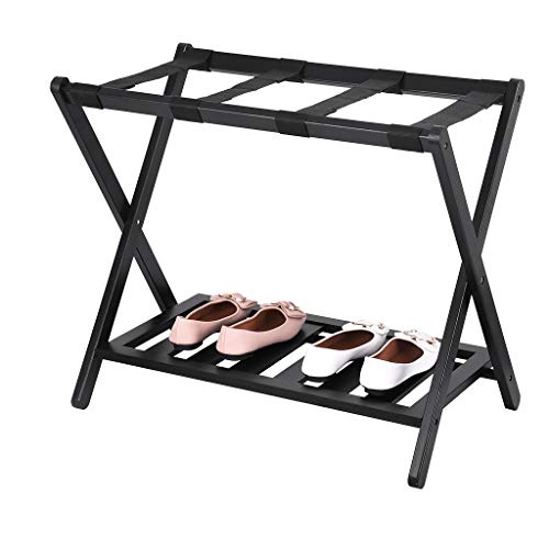Fine Home Luggage Rack Stand with Shoe Shelf,Compact Folding Design