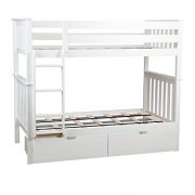 Max & Lily Solid Wood Twin over Twin Bunk Bed with Under Bed Storage Drawers